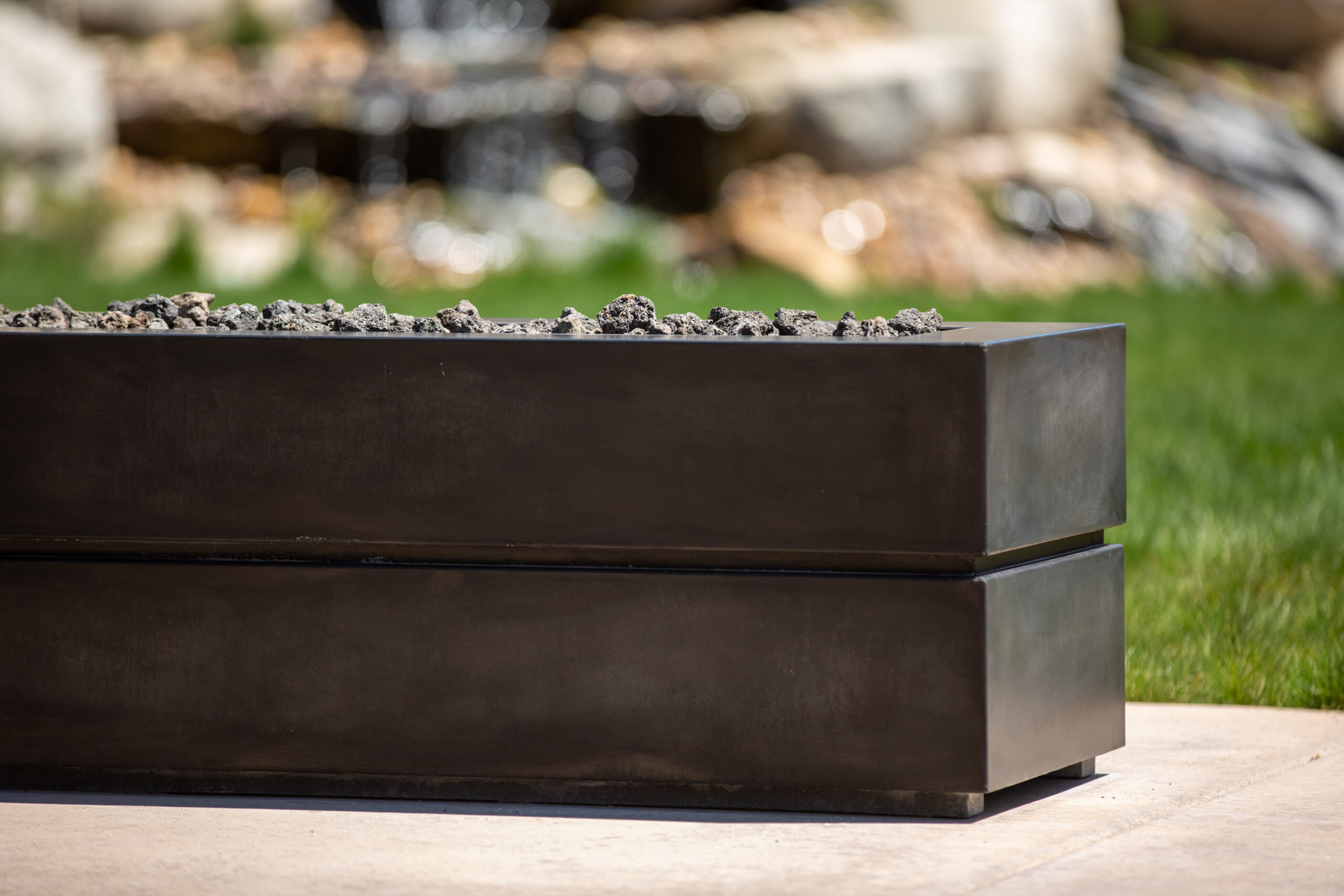 Shadow Line concrete fire pit with reveal-edge profile